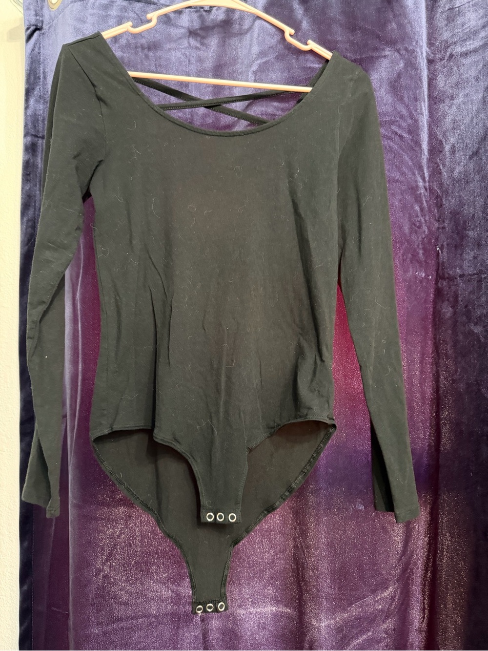 American Eagle Outfitters Black Long-Sleeve Crisscross-Back Bodysuit